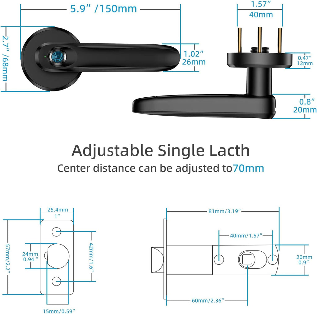 Fingerprint Door Lock, Keyless Entry Door Knob, Pack of 2 P185212