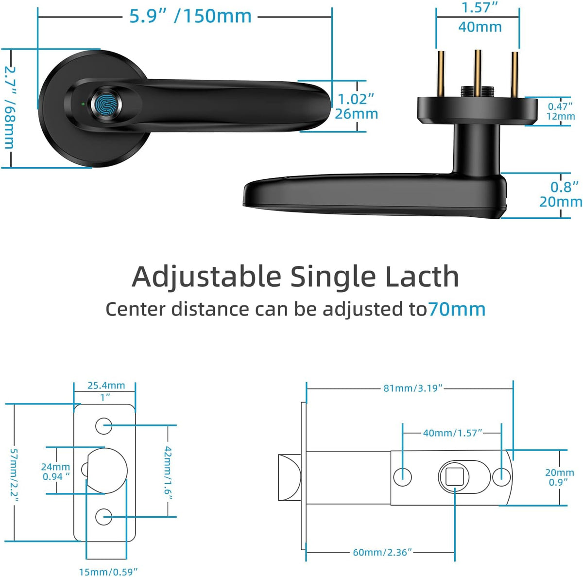 Fingerprint Door Lock, Keyless Entry Door Knob, Pack of 2 P185212