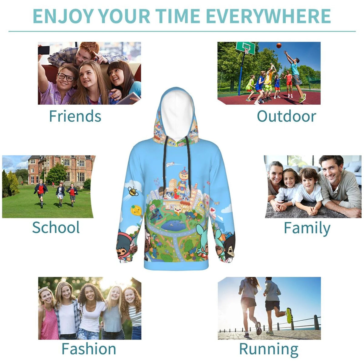 3D Print Hooded Sweatshirt for Boys Girls E515