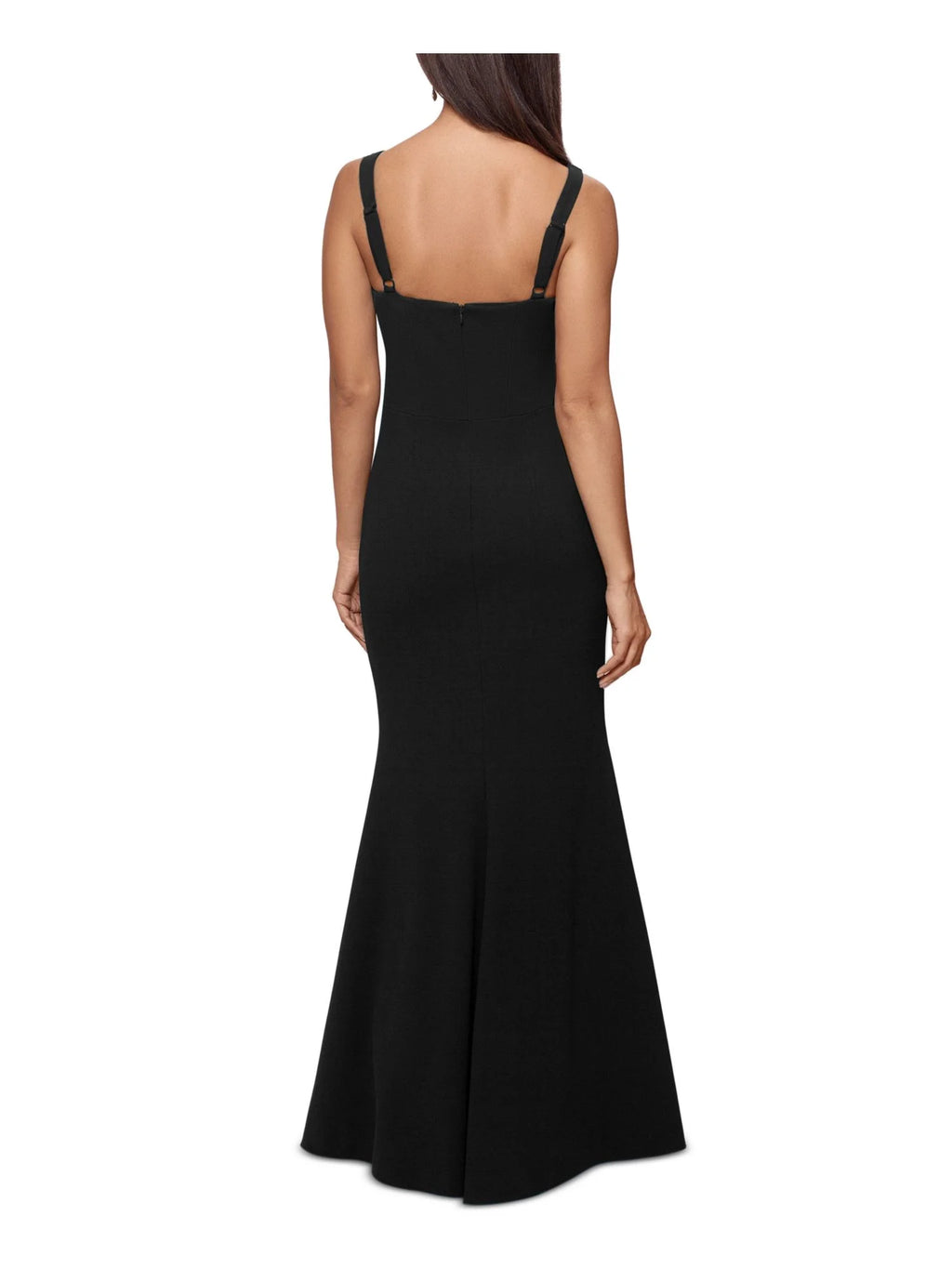 Black Stretch Zippered Sleeveless Sweetheart Neckline Full-Length Formal Gown Dress T34152