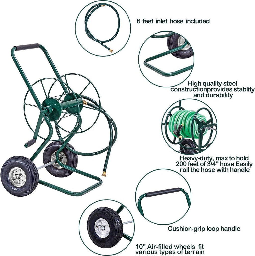 Steel Frame Garden Hose Reel Cart V65446
