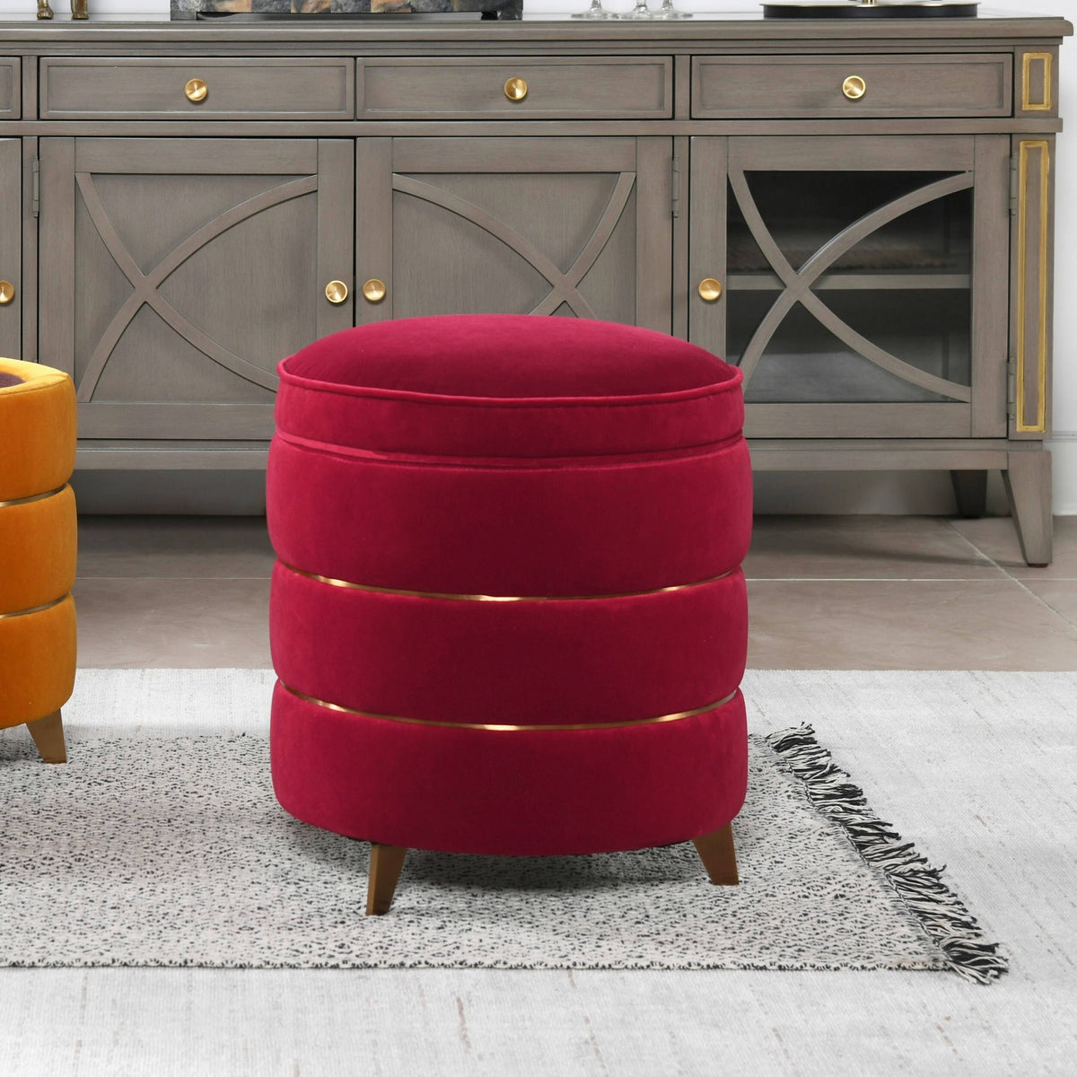 Round Accent Storage Ottoman T573