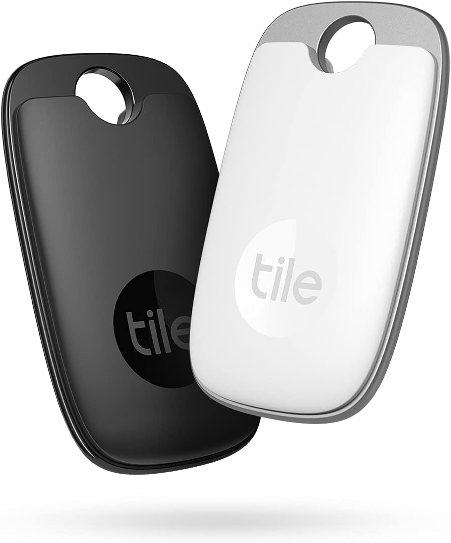 Tile Pro 2-Pack Black White Bluetooth Tracker Keys Finder Item Locator 400 ft Range Water-Resistant O3333