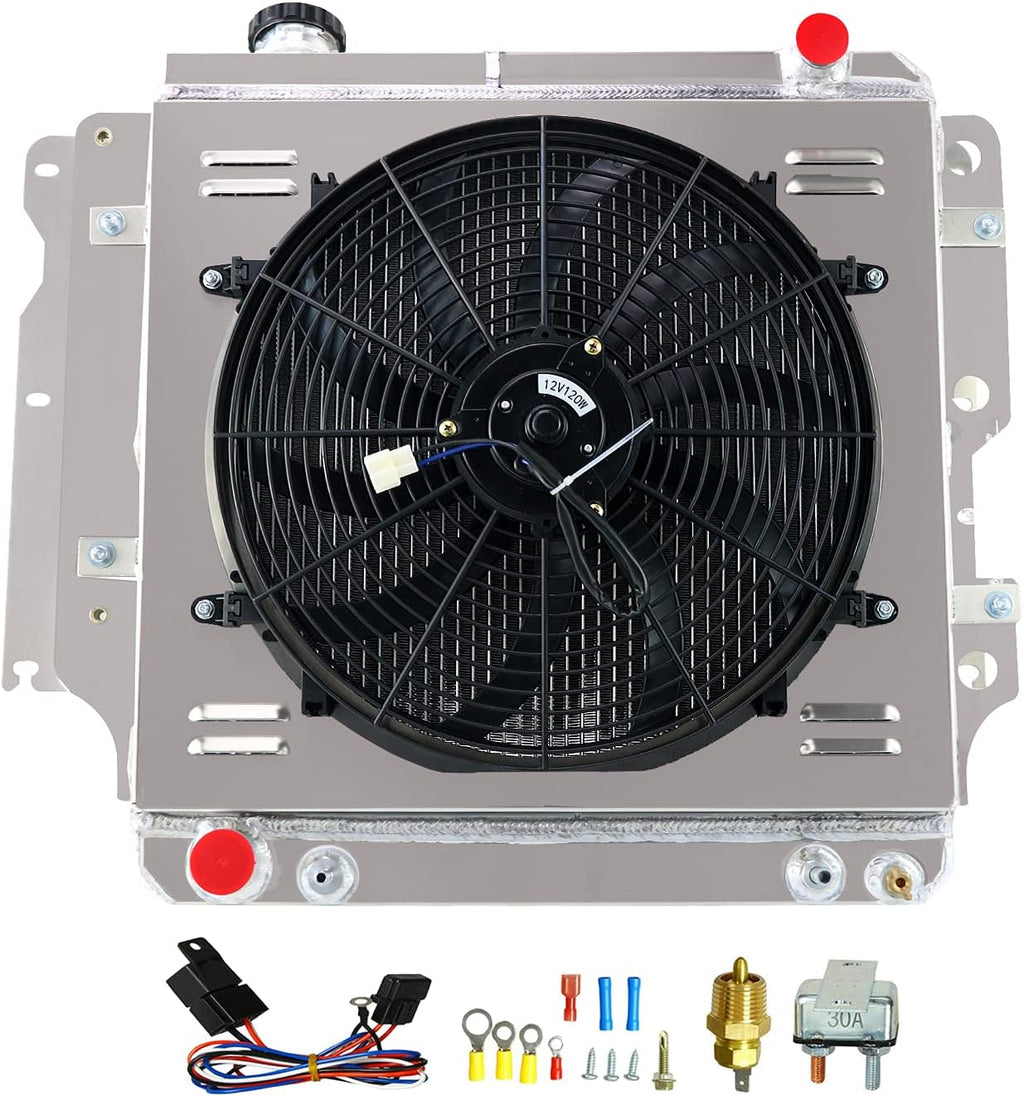 All Aluminum 3 Row Radiator with Shroud Fan Relay Kit N41478
