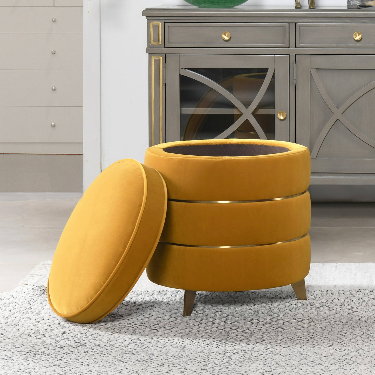 Round Accent Storage Ottoman T573