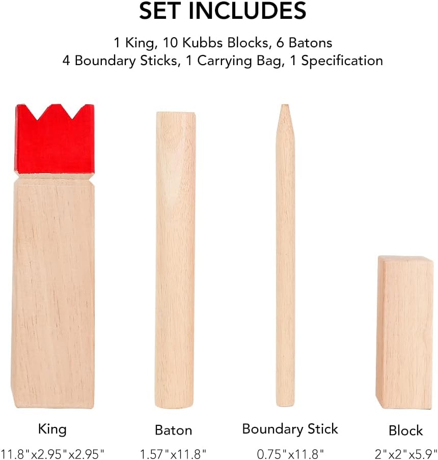 Kubb Yard Game Set Wooden with Carry Bag J530