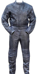 Black All Leather Motorcycle Racing Suit H323359