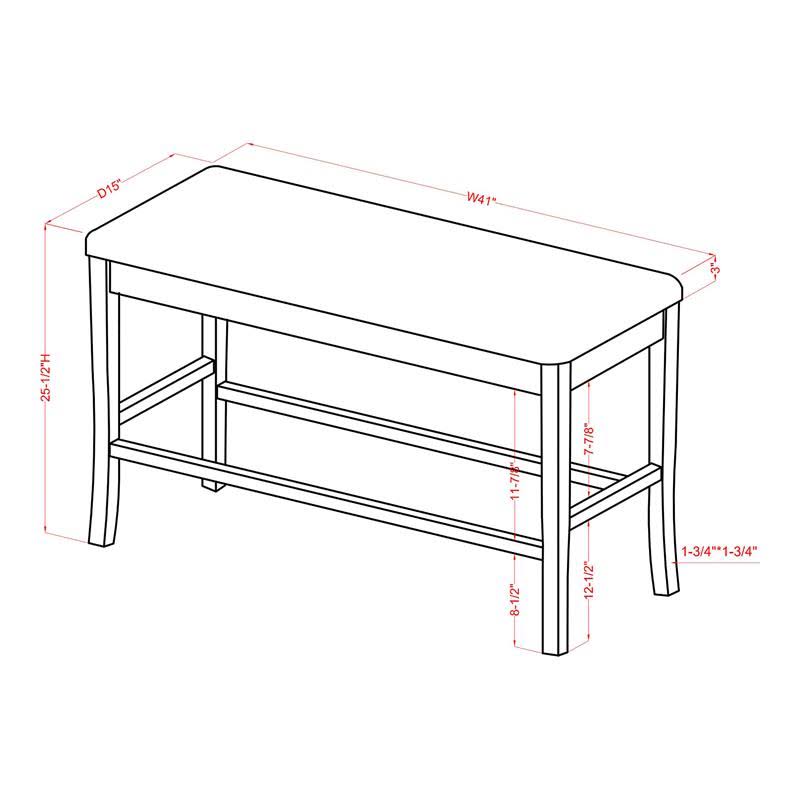 Oak Fabric Counter Height Dining Bench J393