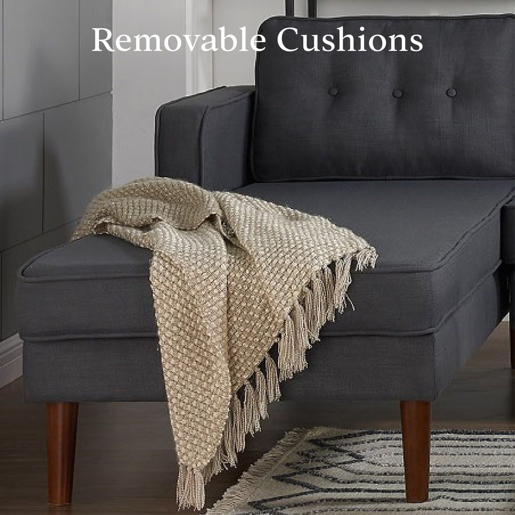 Grey Fabric L-Shaped Sectional with Left Chaise W9541