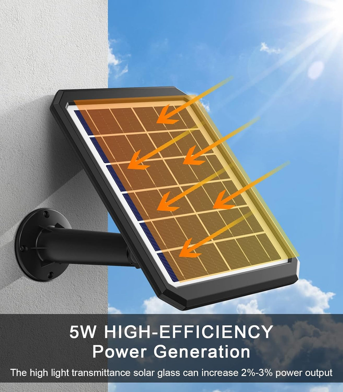 Waterproof Solar Battery Charger for Arlo Cam with Adjustable Wall Mount Bracket Ground Stake K64429