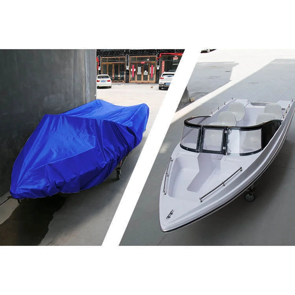 Boat Cover Waterproof Heavy Duty Silver Reflective 300D Oxford Fabric Fits V-HULL TRI-HULL Runabouts and Bass Boats 11-13FT G749