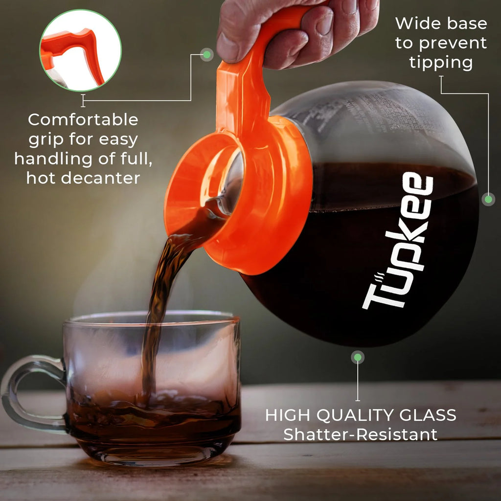 12 Cup 64 oz. Set of 3 Glass Coffee Pots with Black and Orange Handles F6020