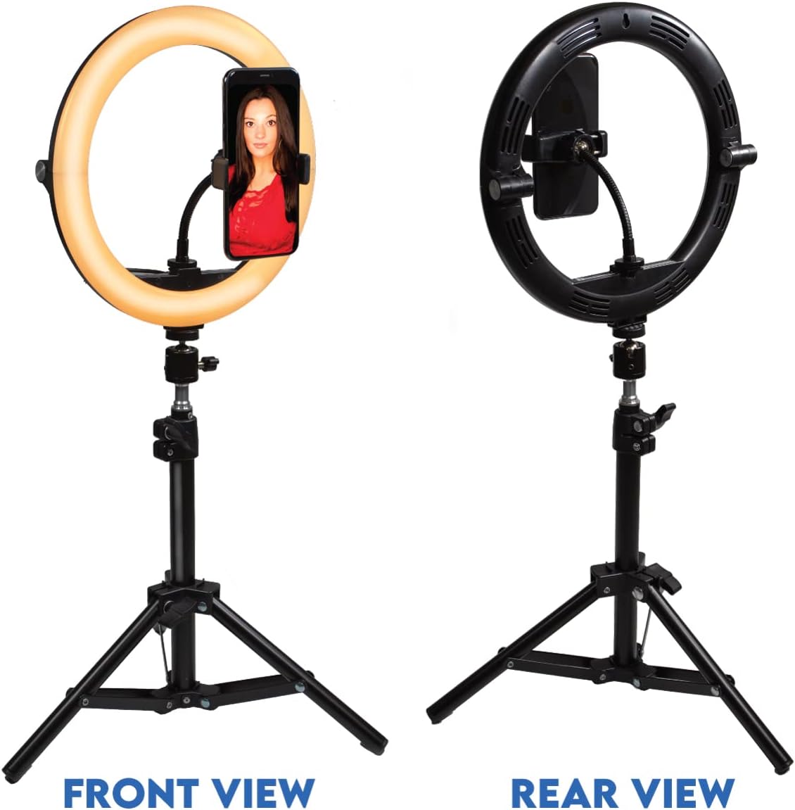 10 Compact Foldable Dimmable LED Video Ring Light Kit with Phone Holder and Light Stand L59670