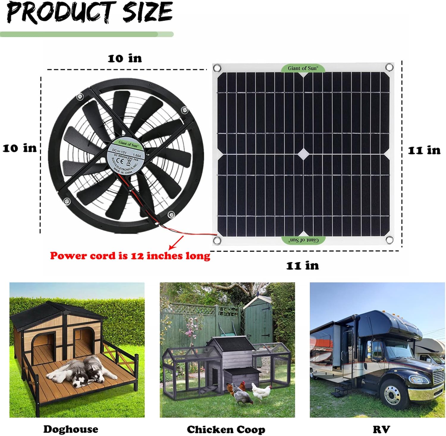 Solar Exhaust Fan IP65 Waterproof 100W 12V I5004