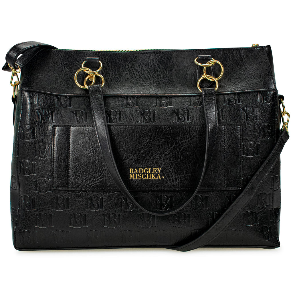 Black Vegan Leather Travel Tote Duffle Bag N669195