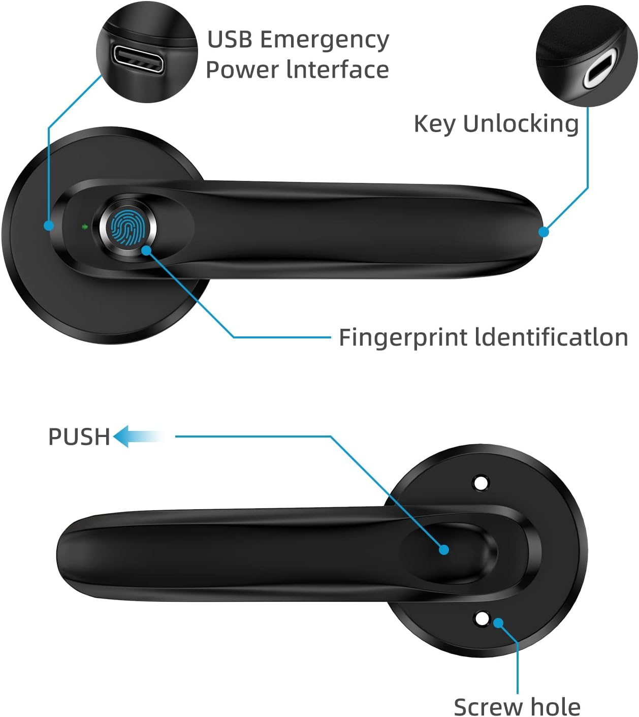 Fingerprint Door Lock, Keyless Entry Door Knob, Pack of 2 P185212
