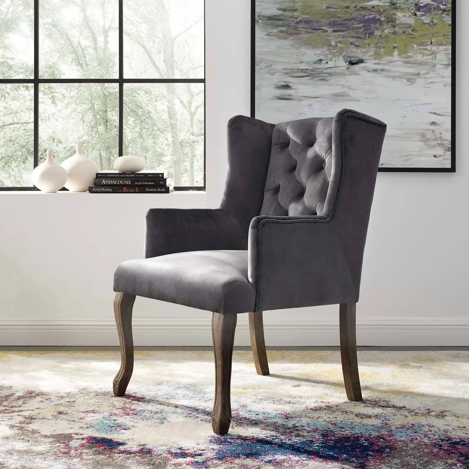 Navy Performance Velvet Armchair H23935