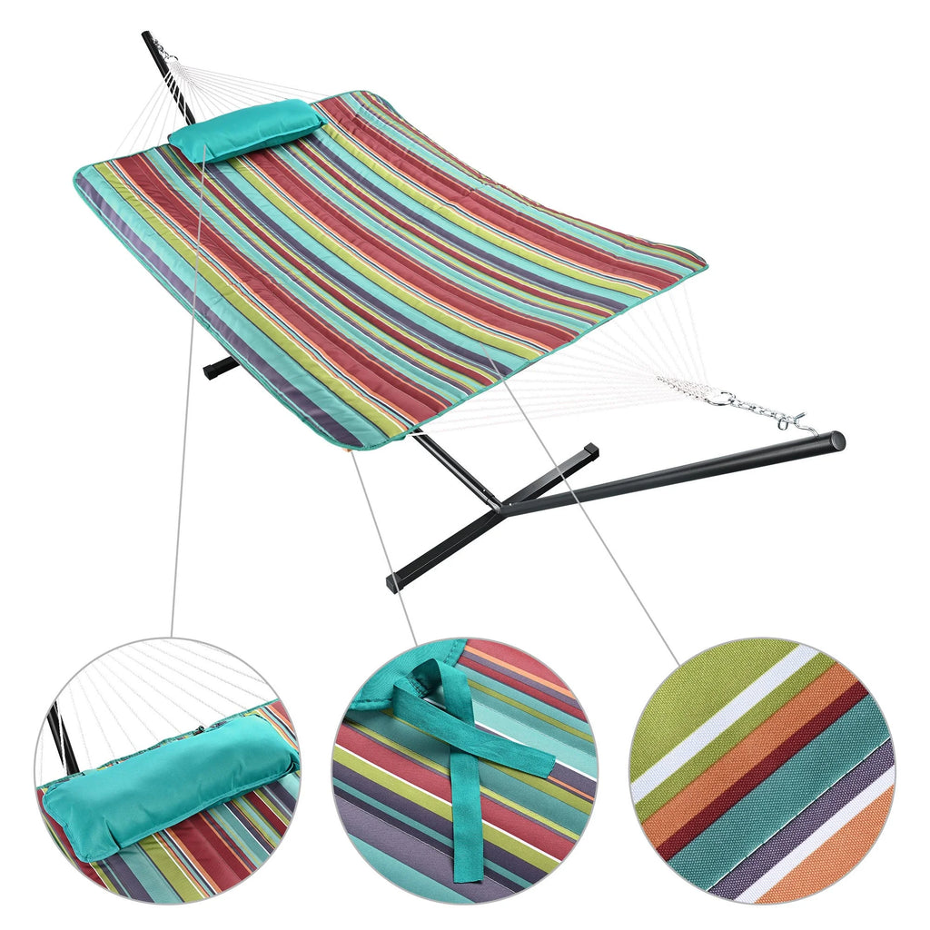 2 Person Hammock with Stand, 500Lbs, with Carrying Case V7308