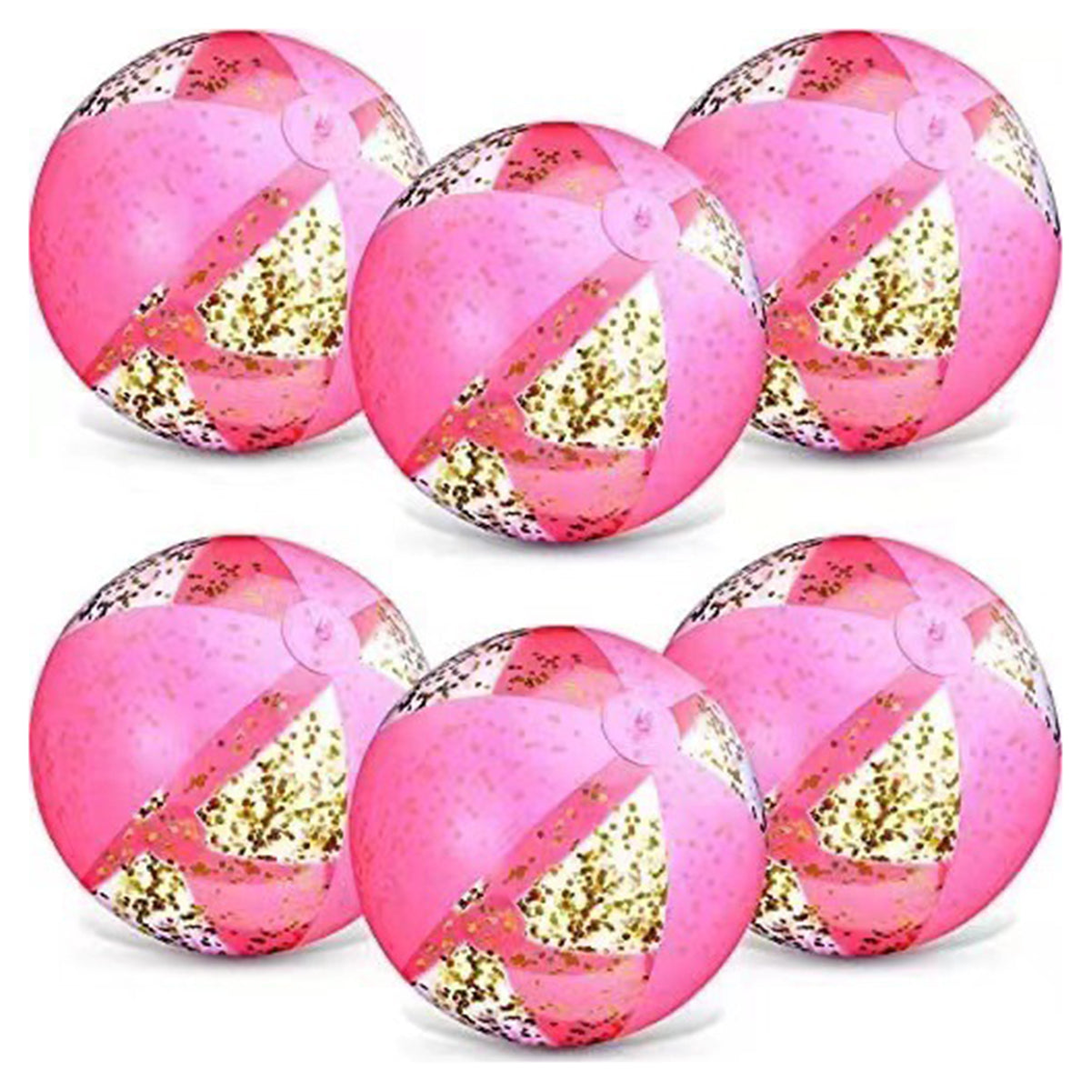 Pink Glitter Inflatable Beach Ball Set with Pump I413731