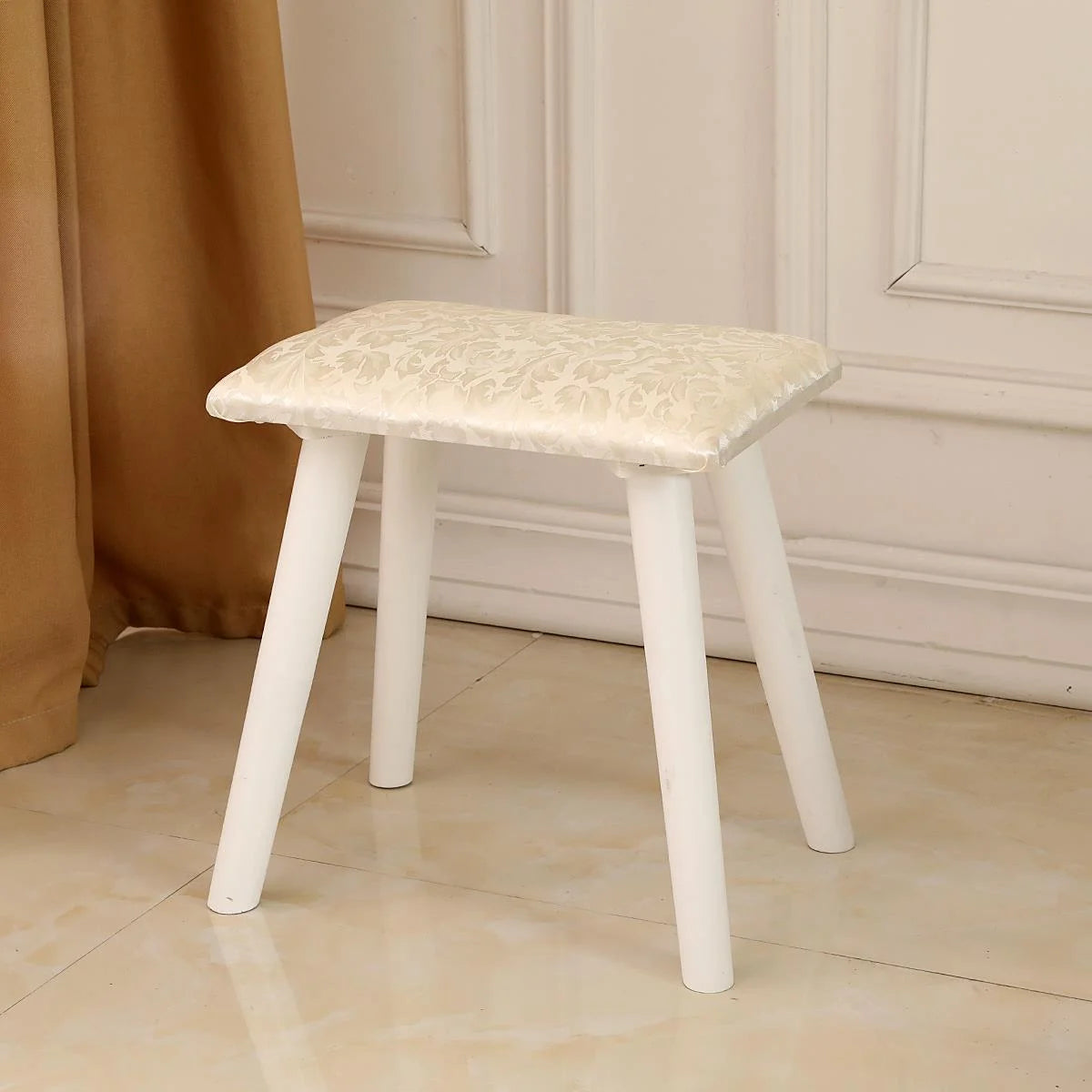Vanity Table Set with 8 LED Lights Mirror, Wood Makeup Dressing Table with Stool & Drawer U37264