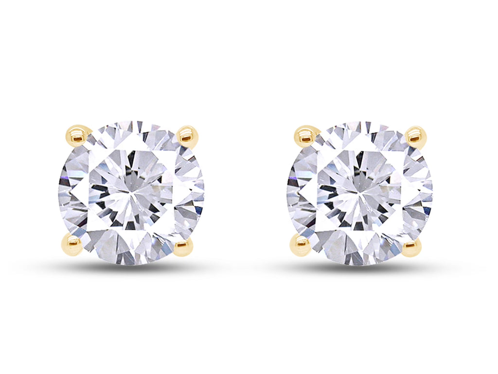 4.5MM Round Cut Lab Created Moissanite Screw Back Stud Earrings In 18K Yellow Gold Over Sterling Silver H376833