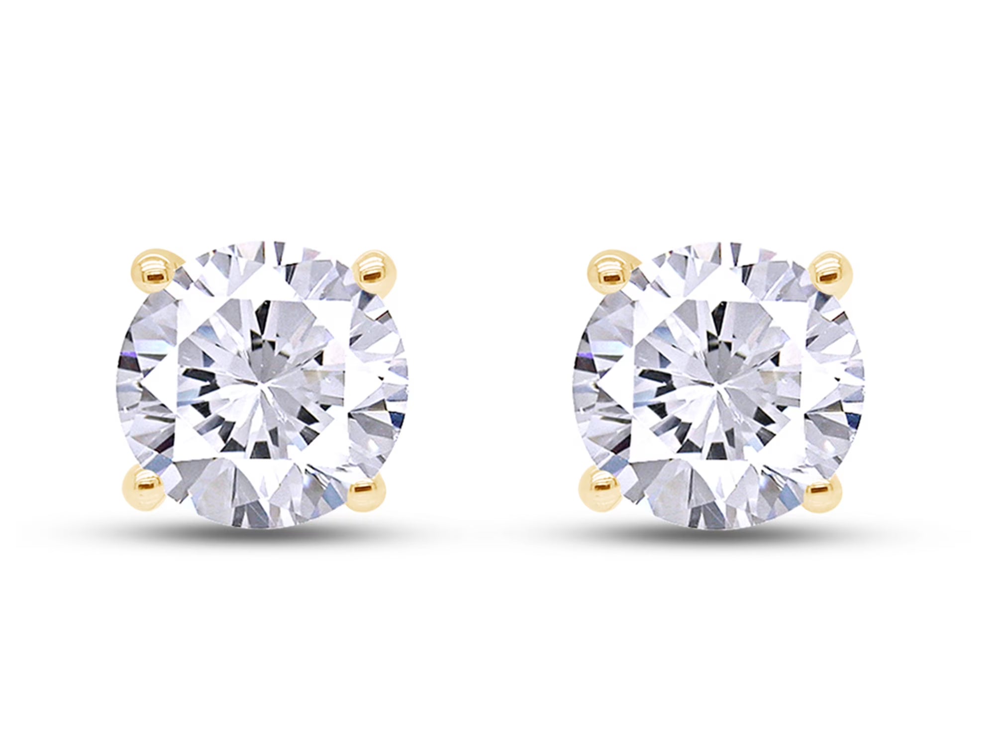 4.5MM Round Cut Lab Created Moissanite Screw Back Stud Earrings In 18K Yellow Gold Over Sterling Silver H376833