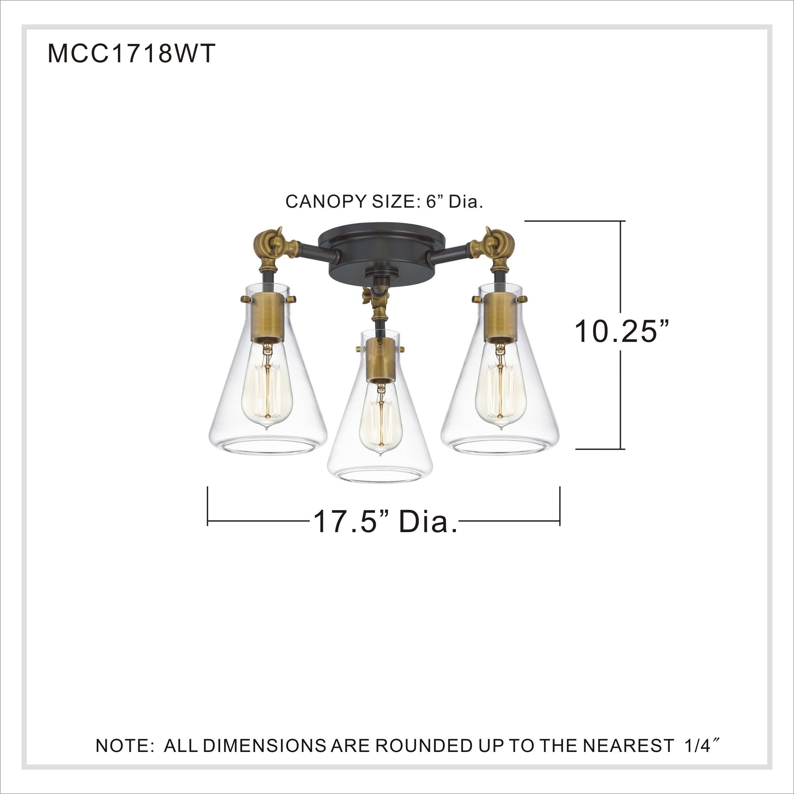 3 Light Semi-Flush Mount Western Bronze C88607