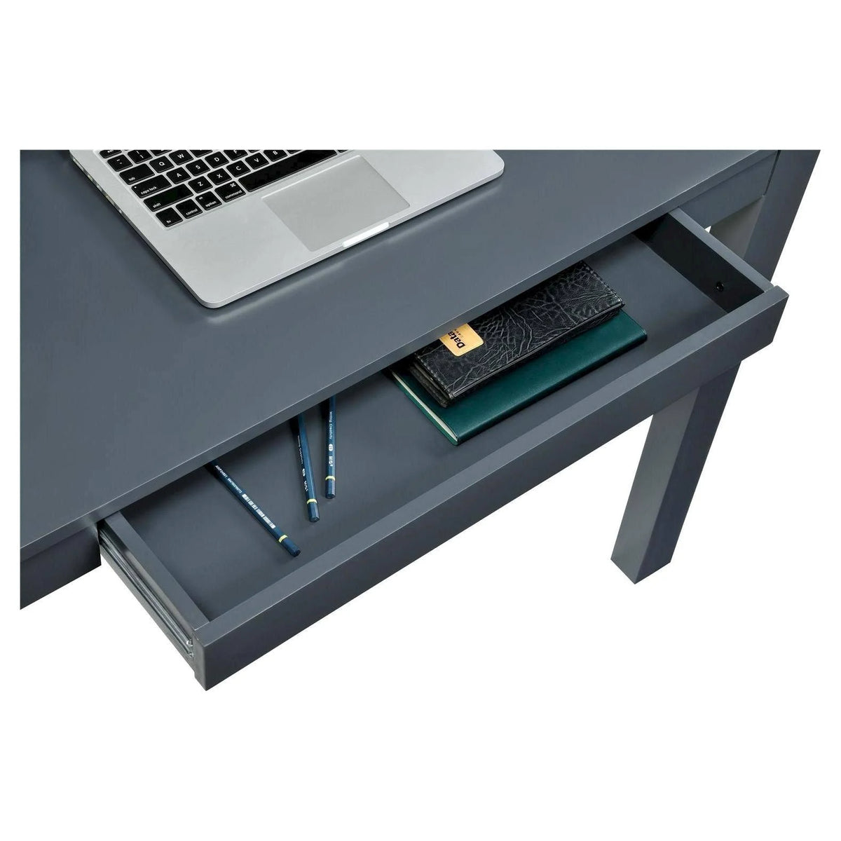 Gray Wood Writing Desk with Drawers D5216