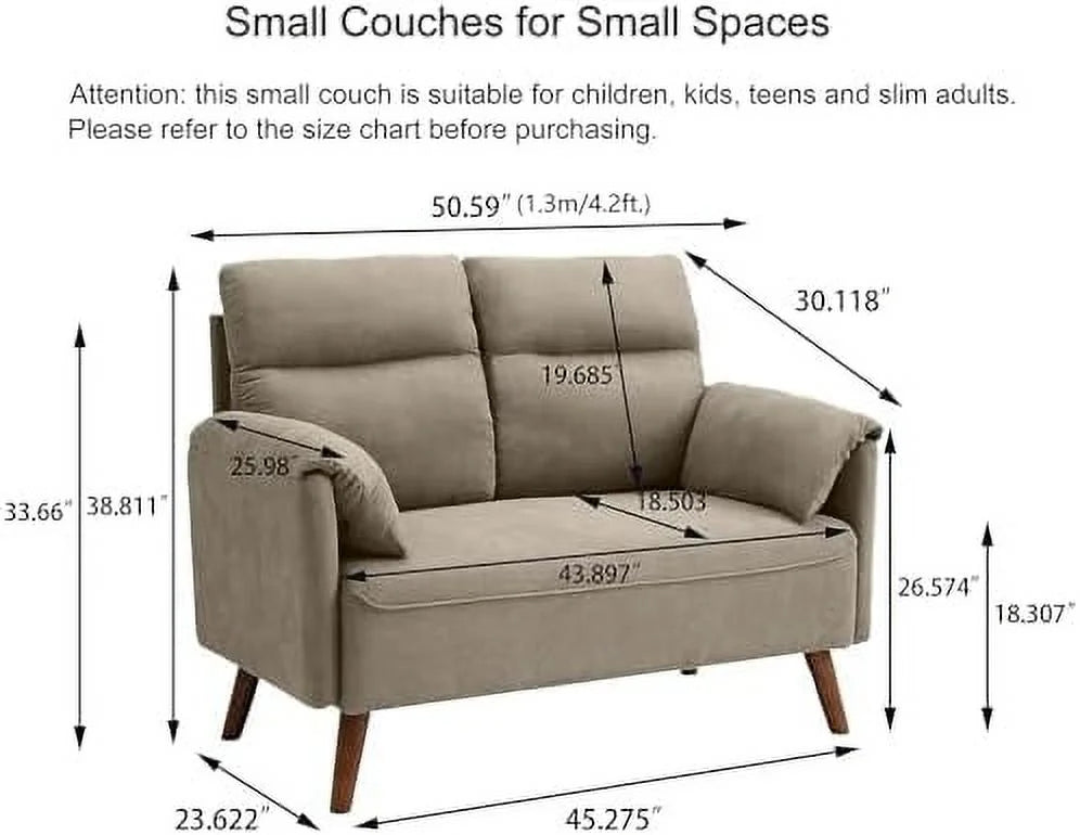 Green 2 Seater Loveseat Sofa with Wood Legs S2116