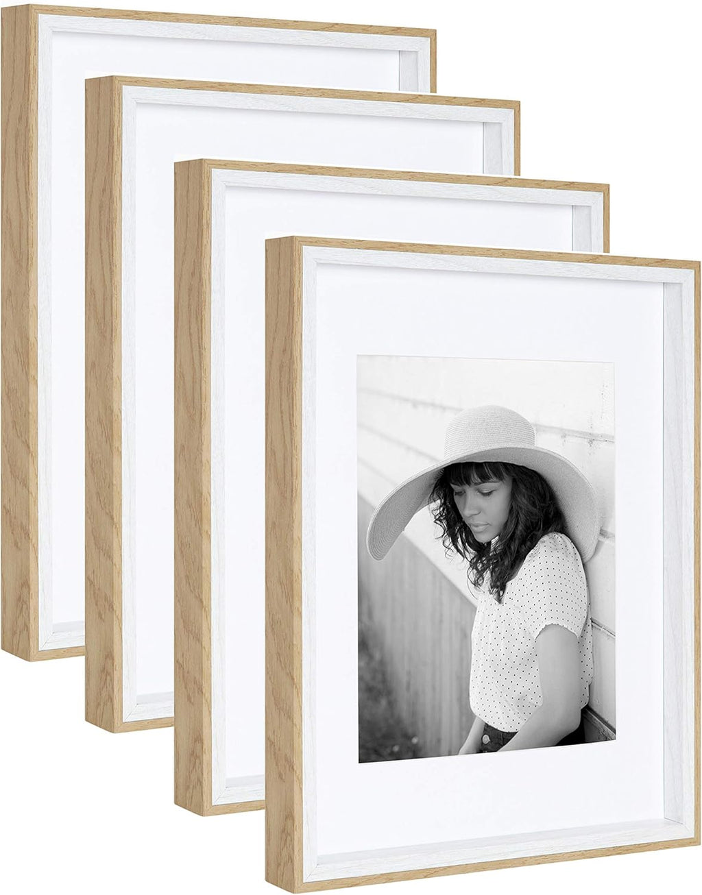 Transitional Frame Set, Set of 4, 11 x 14, White and Natural N32776