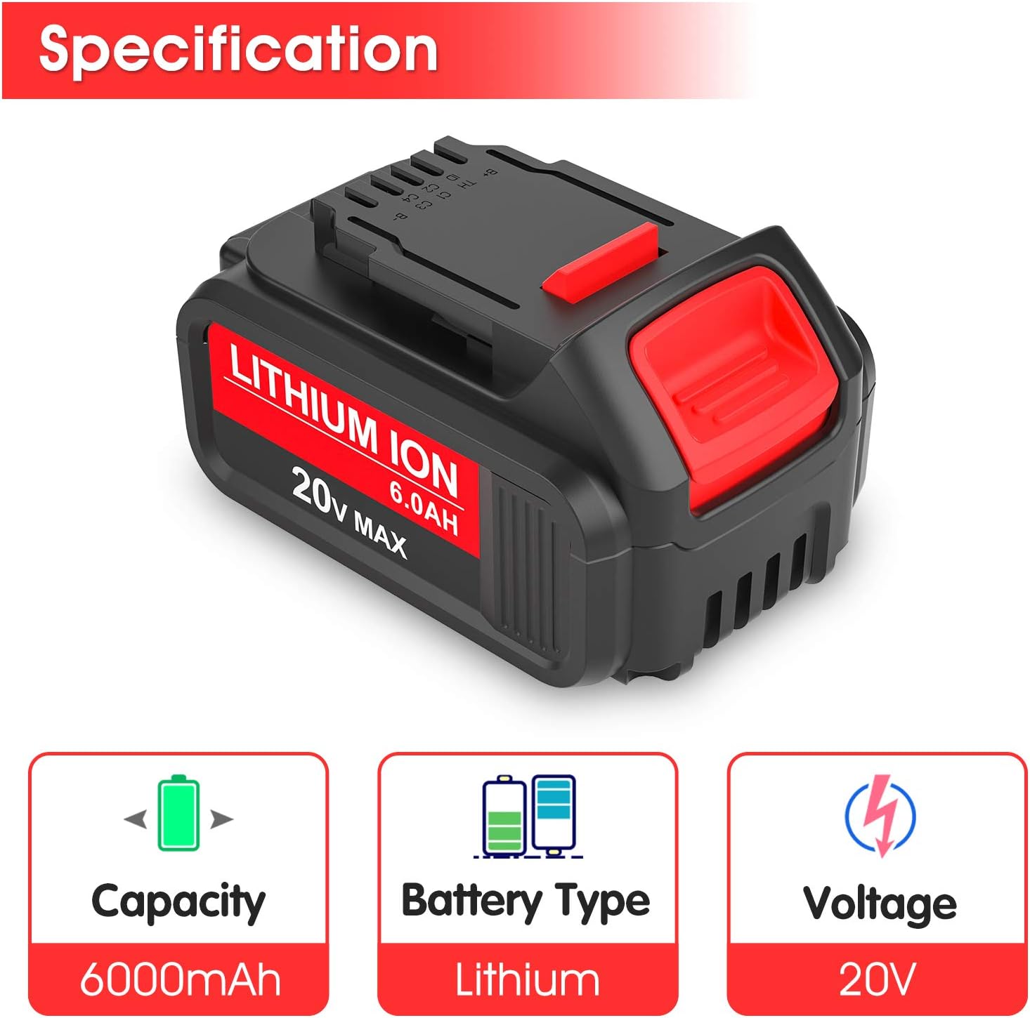 2 Pack 6.0Ah 20V Lithium Replacement Battery E22949