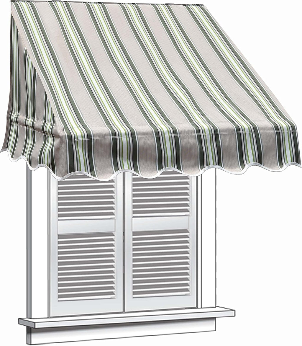 Green Multi-Stripe Window Canopy Awning 6 x 2 Feet I99509