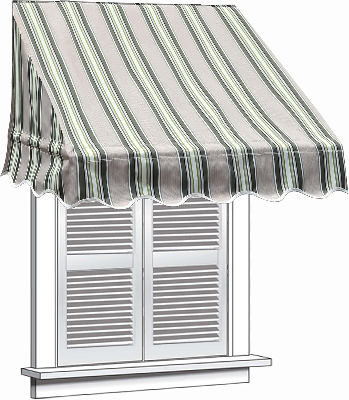 Green Multi-Stripe Window Canopy Awning 6 x 2 Feet I99509