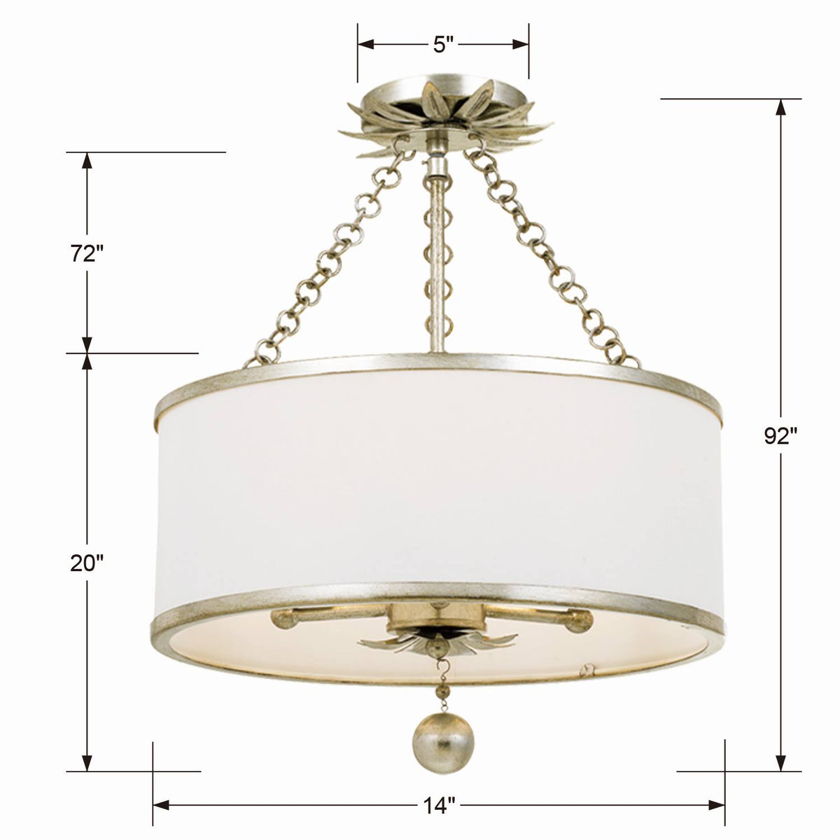Antique Silver 3 Light Ceiling Mount L18862