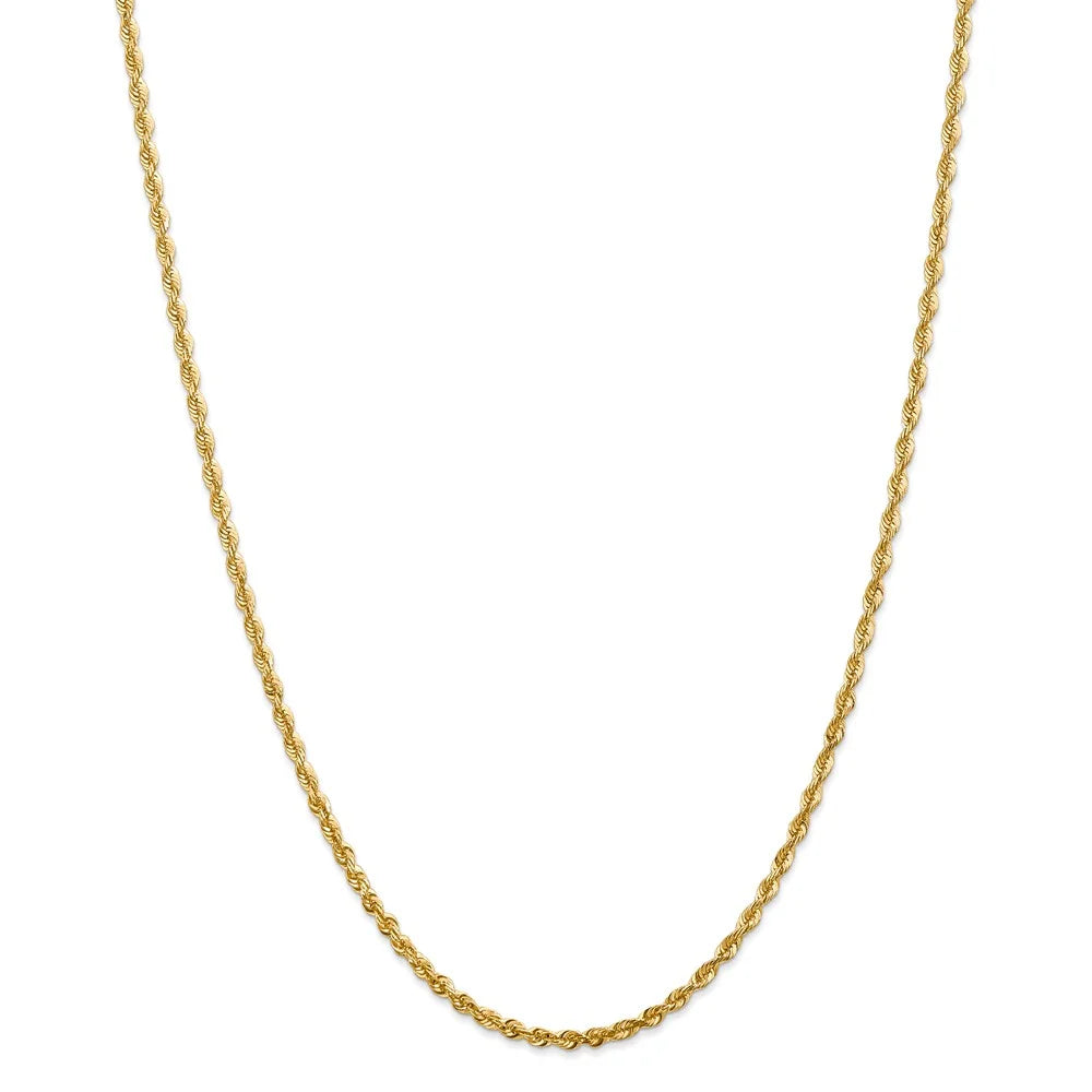 14kt Yellow Gold Diamond Cut Rope Chain 24 inch Lobster Clasp C536