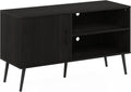 Espresso TV Stand with Wood Legs, One Cabinet Two Shelves T966