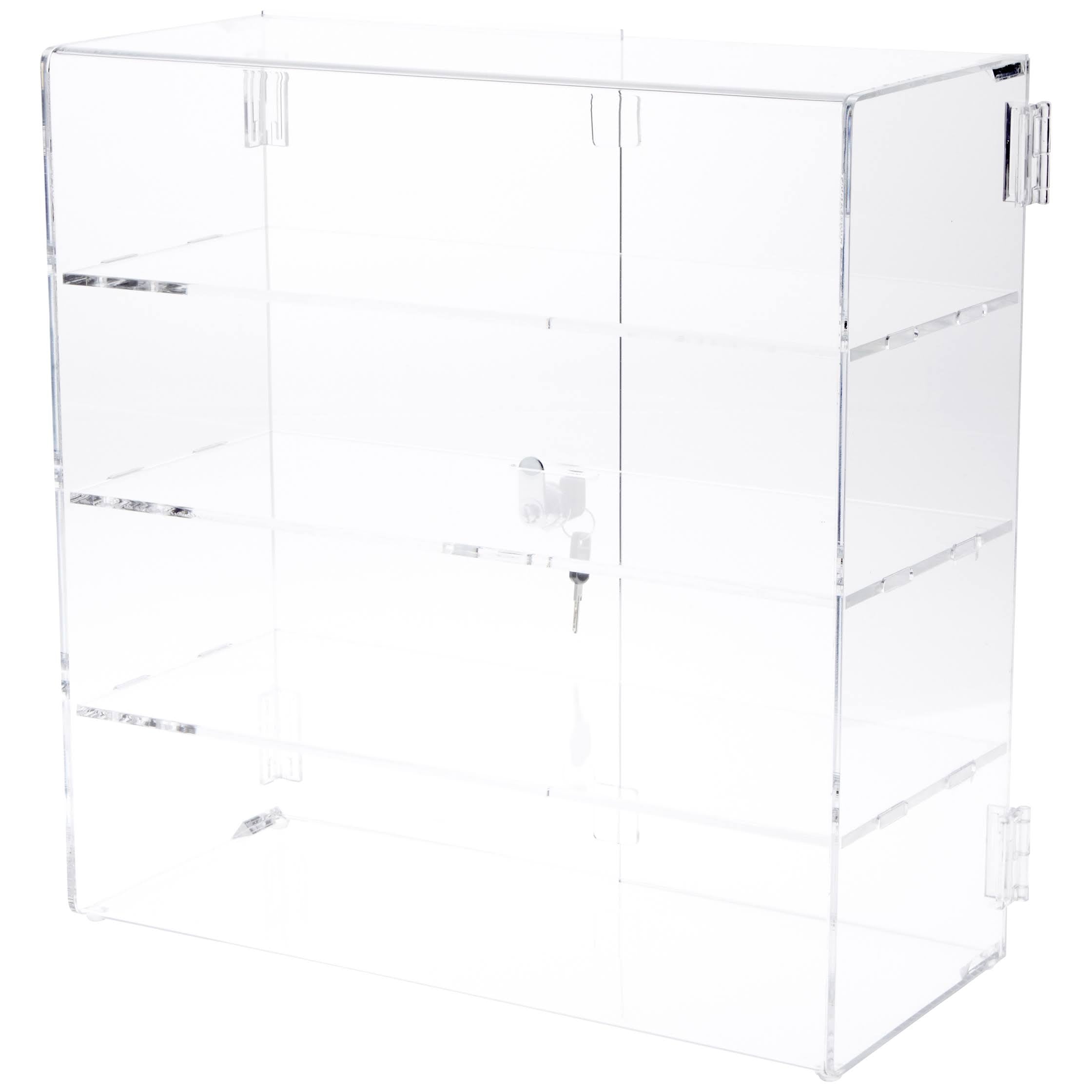 Clear Acrylic Rectangular Locking Display Case with 3 Shelves W4082
