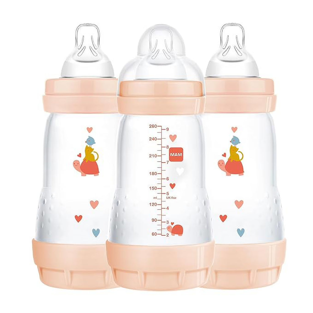 Peach 9 oz 3-Count Baby Bottles with Silicone Nipple H800092