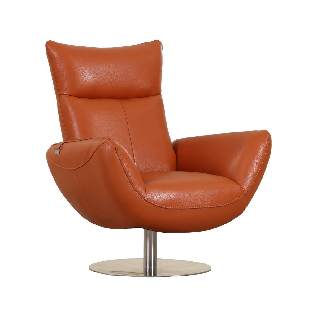 Italian Top Grain Leather Swivel Lounge Chair R348401