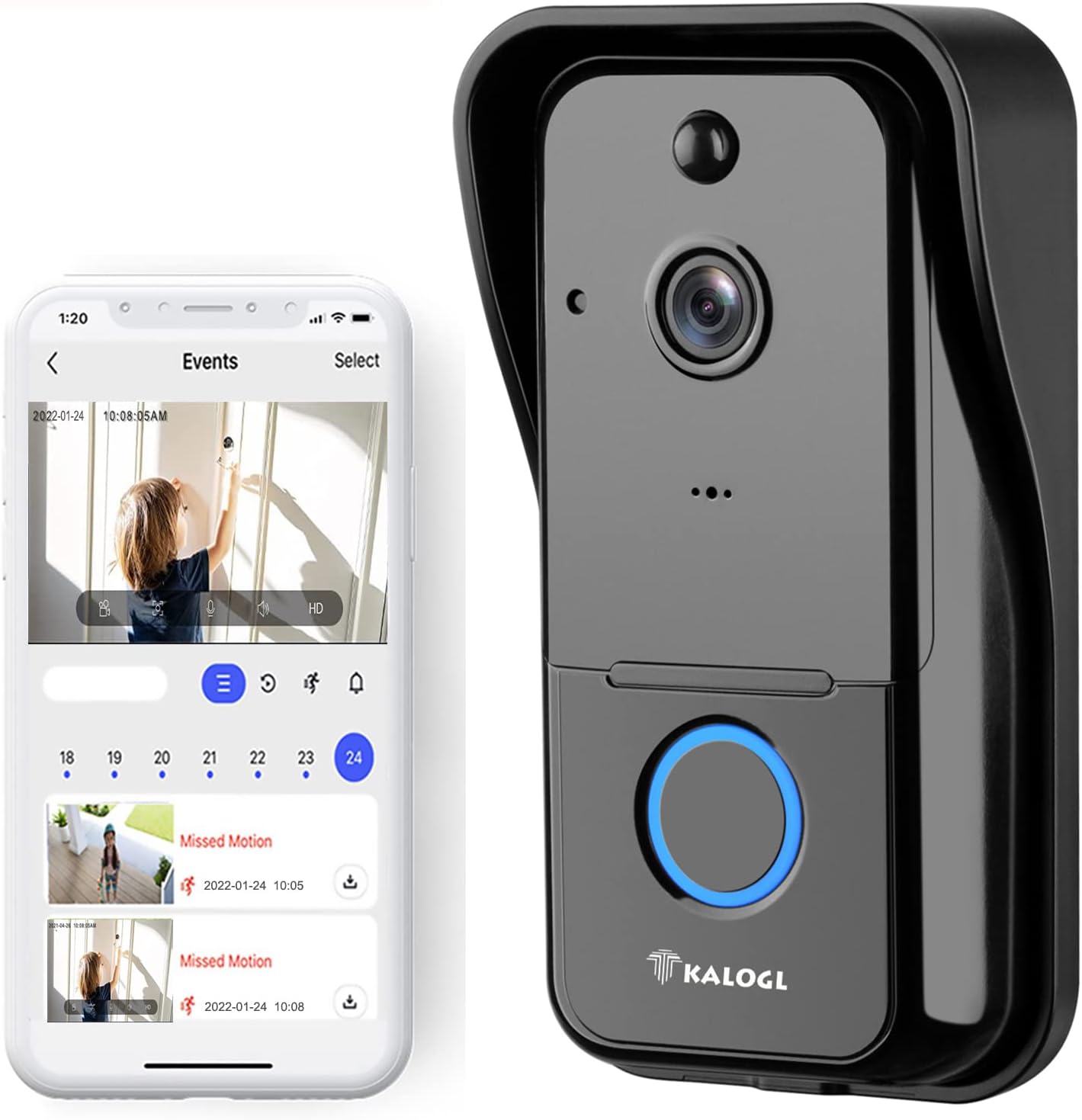 Wireless WiFi Video Doorbell with 2-Way Audio and Motion Detection J924945