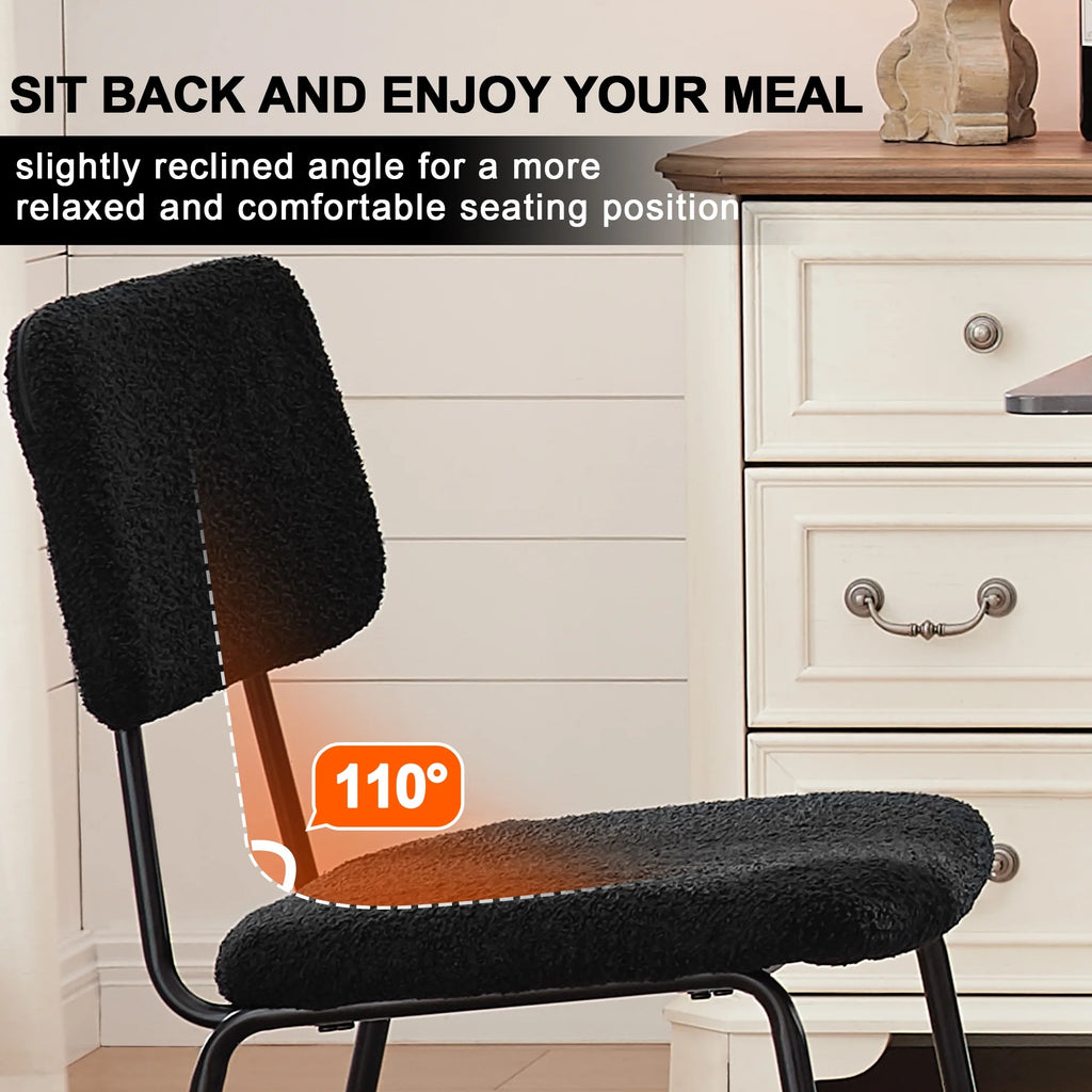 Black Boucle Dining Chairs Set of 4 with Metal Legs J9061