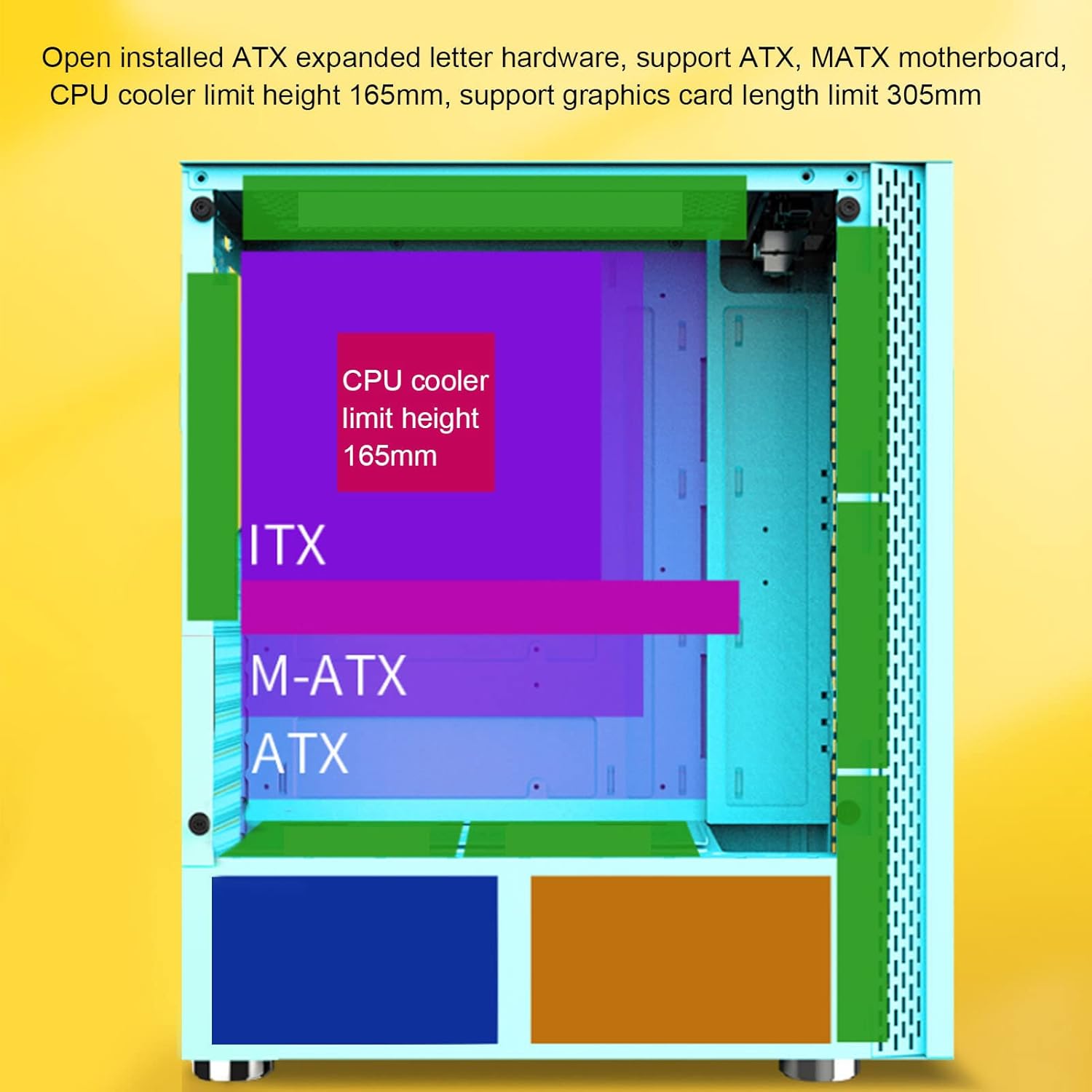 Vertical Super Tower Computer Chassis, 7 Slots ATX MATX K848