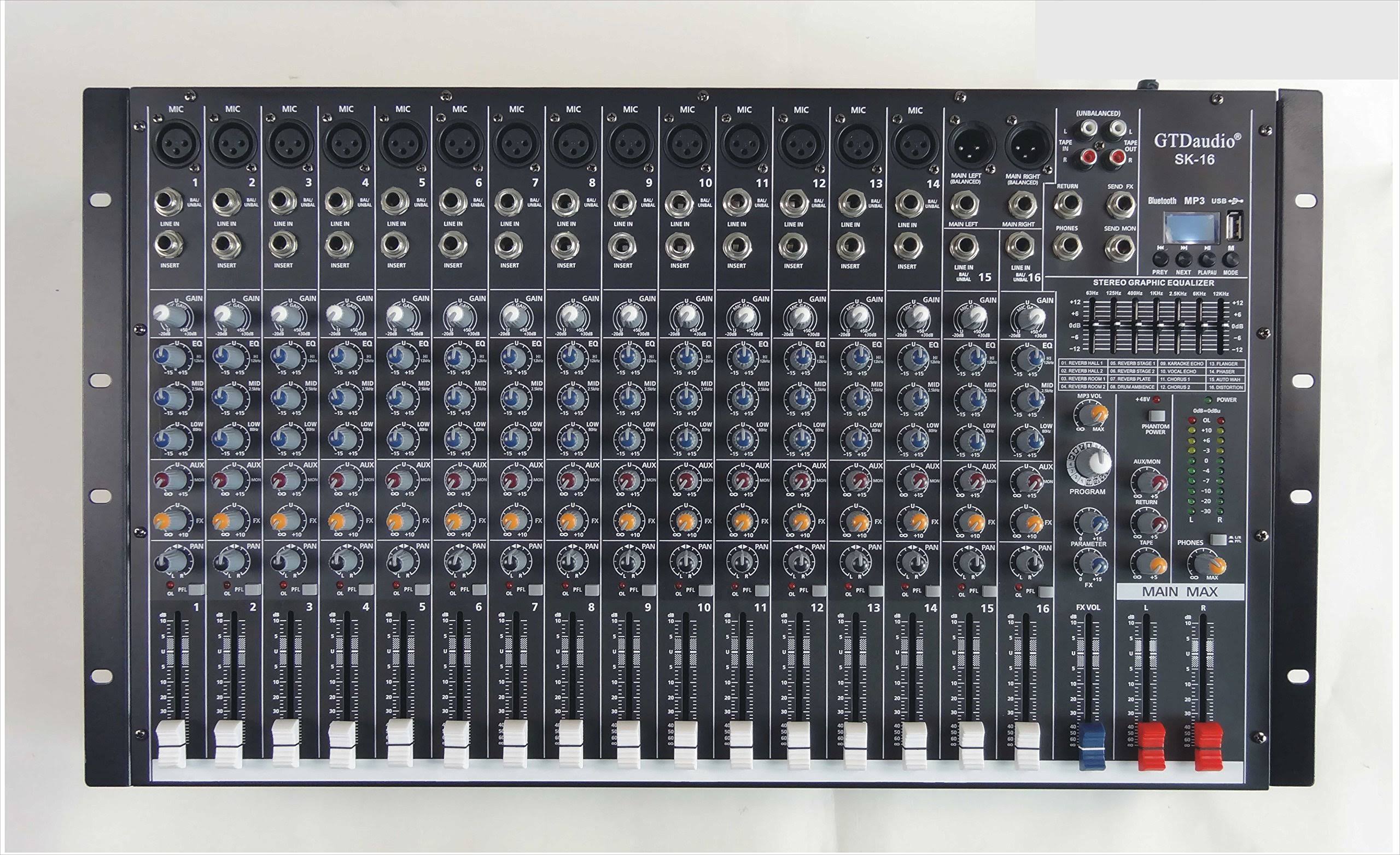 16 Channel 4000Watt Powered Mixer Amplifier E153