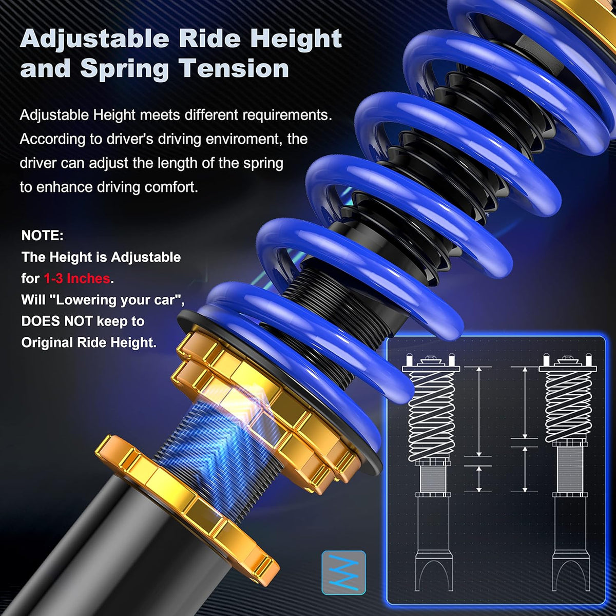 Coilovers Struts Adjustable Height Suspensions Shock Struts Set of 4 R666