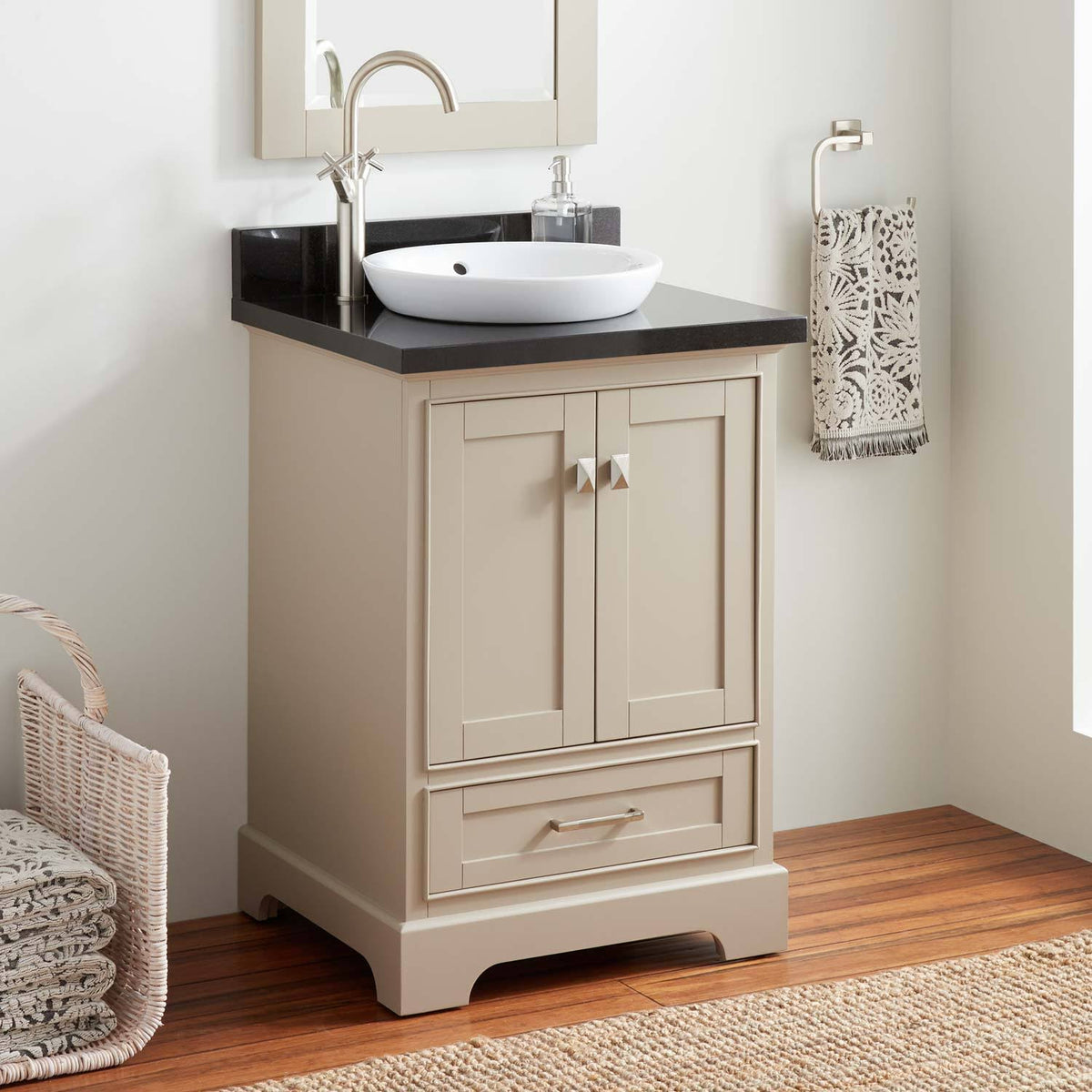 Taupe Wood Vanity Cabinet U781865