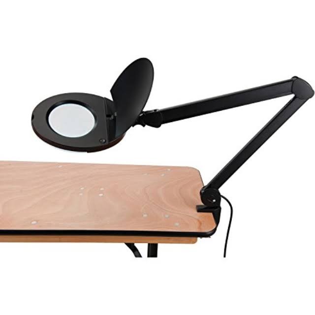 Black LED Magnifying Lamp with Covered Metal Arm J3513