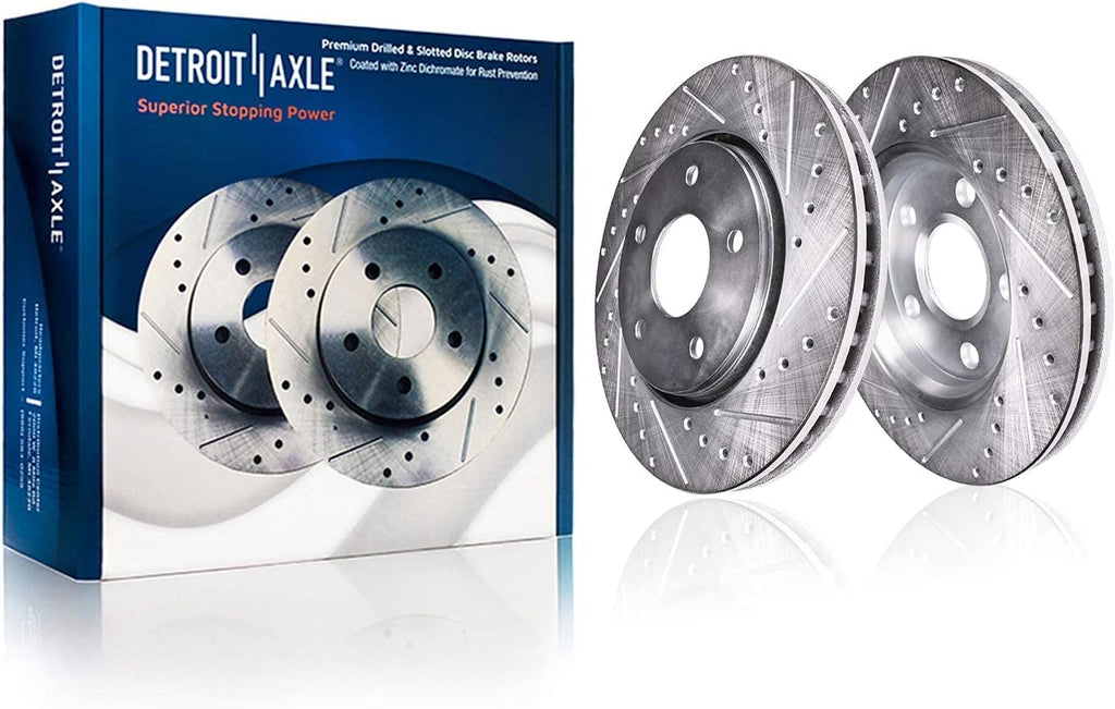 Front and Rear Drilled & Slotted Rotors and Brake Pads 10pc Set Y266