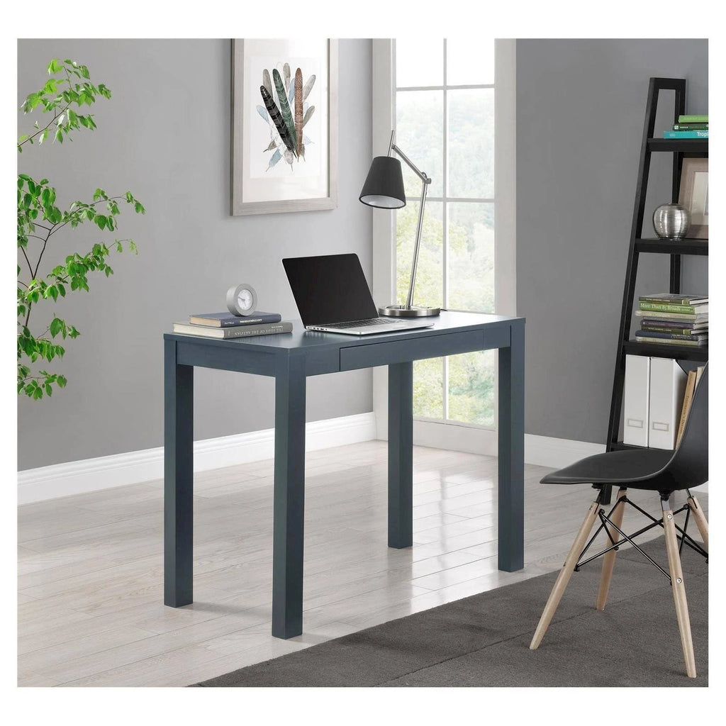 Gray Wood Writing Desk with Drawers D5216
