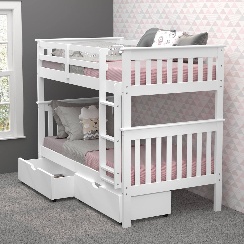 Twin over Twin Bunk Bed in White Q567771