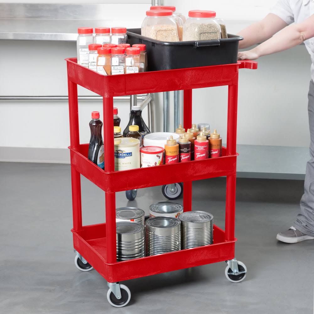 Red 3 Shelf Tub Cart G6932